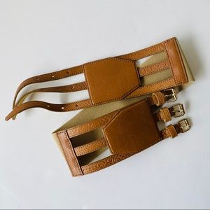 Tan High Waisted Belt with Triple Buckles